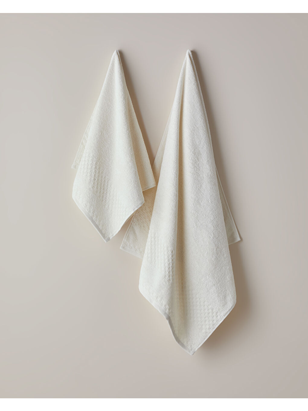 Bej Border Check Pamuk Banyo Havlusu 70x140 cm Fildişi-2