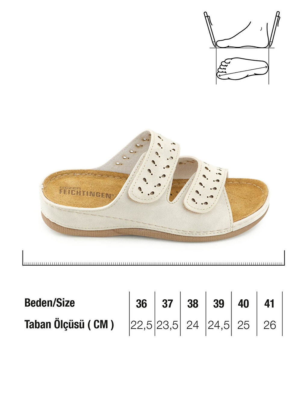 Bej Kadın Yazlık İç Taban Hakiki Deri Cırt Cırtlı Ayarlanabilir Rahat Taban Günlük Terlik-1