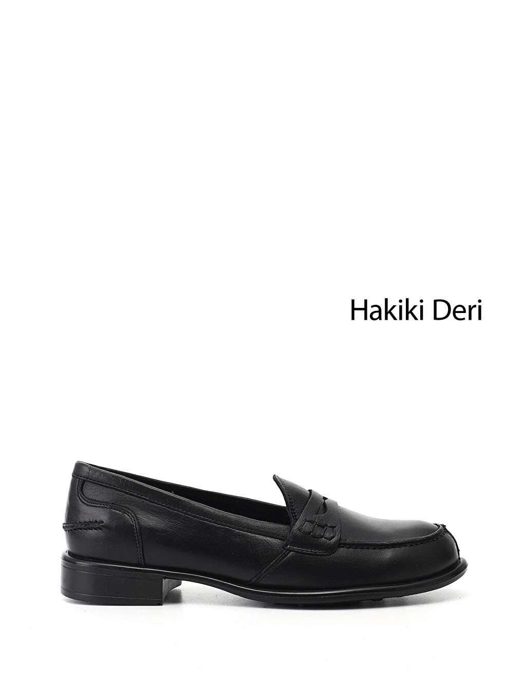 Siyah Kadın SİYAH MELANJ Hakiki Deri Loafer Ayakkabı
