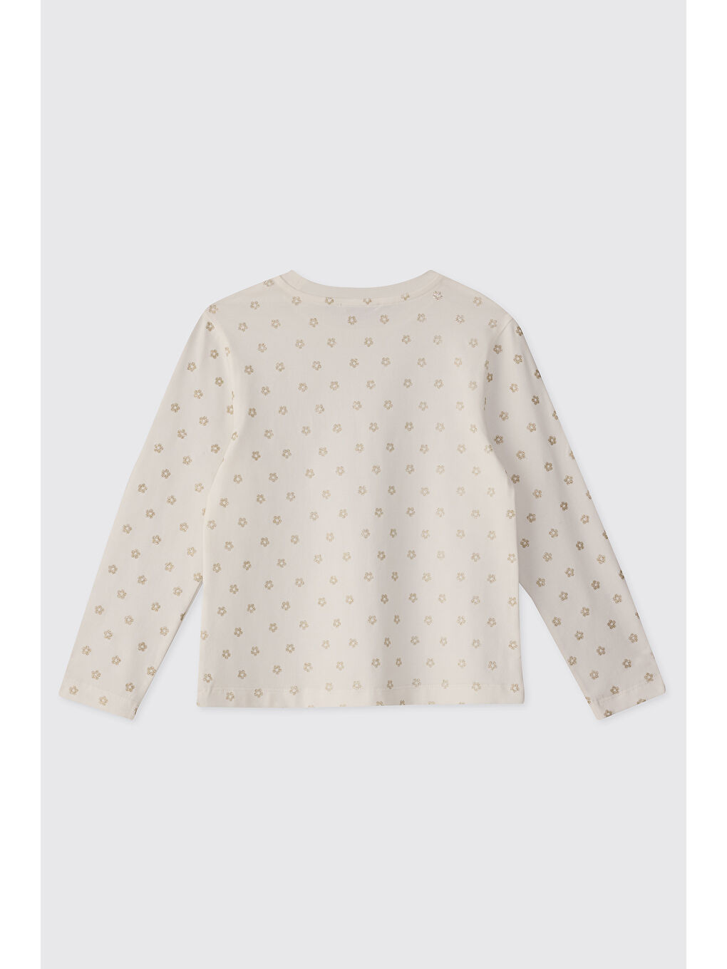 Kız Çocuk Varak Baskılı Bej Tişört-3