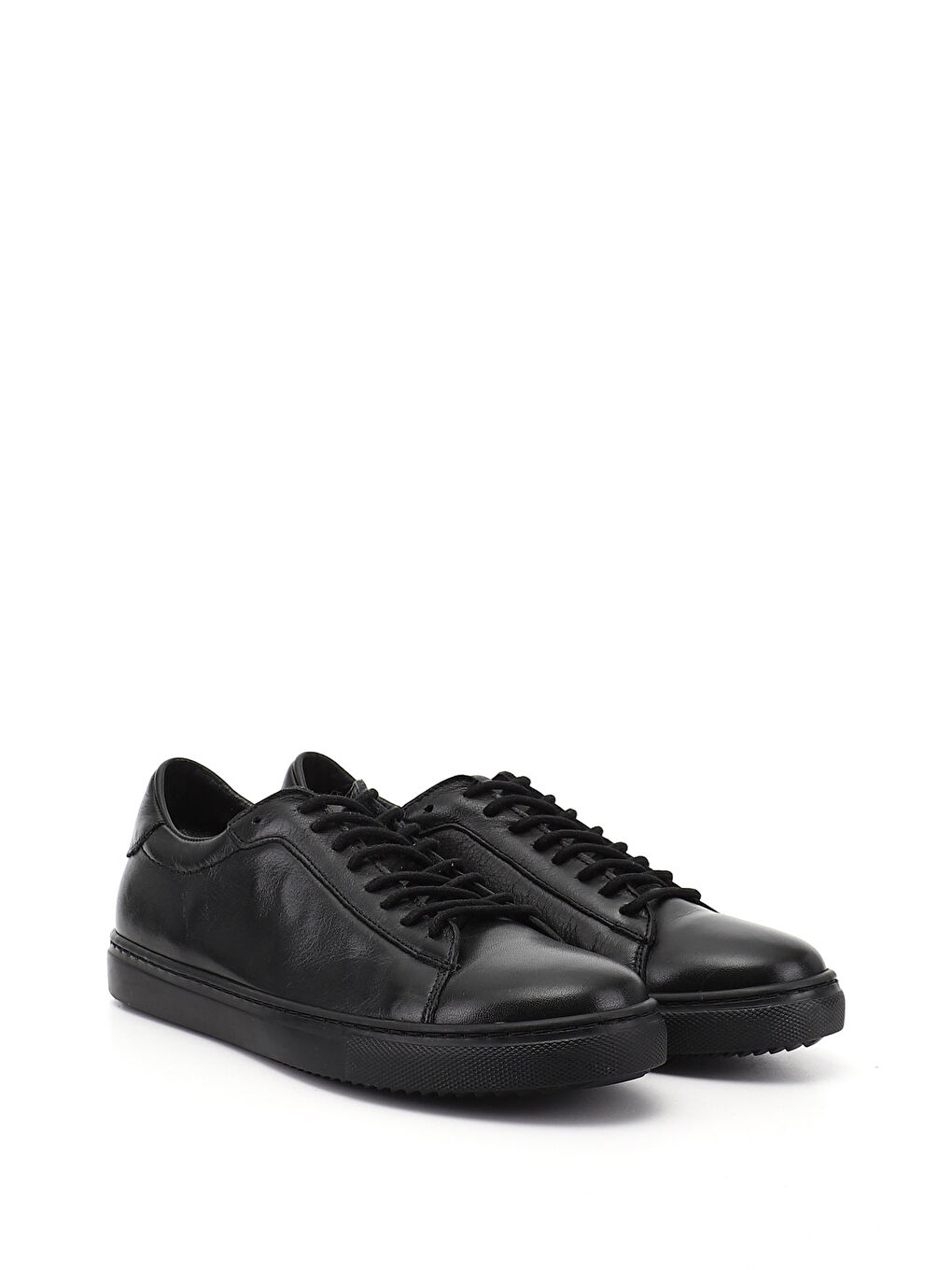 Siyah Kadın SİYAH Bağcıklı Termo Taban Hakiki Deri Sneaker-1