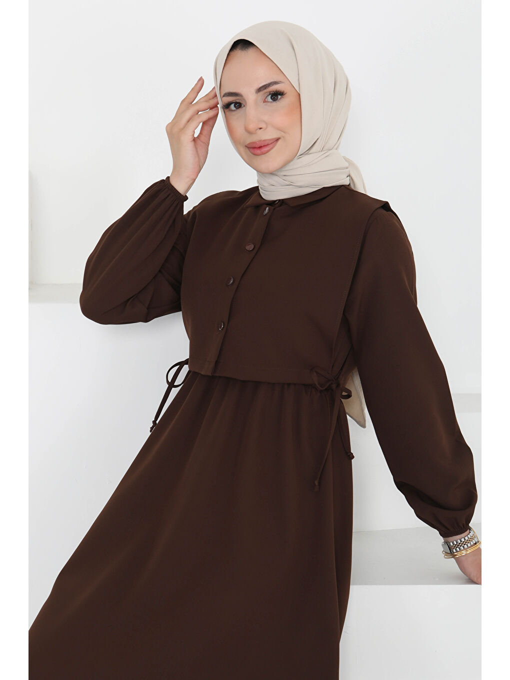 Kahverengi İkili Elbise Takım Kahve - 27184-1