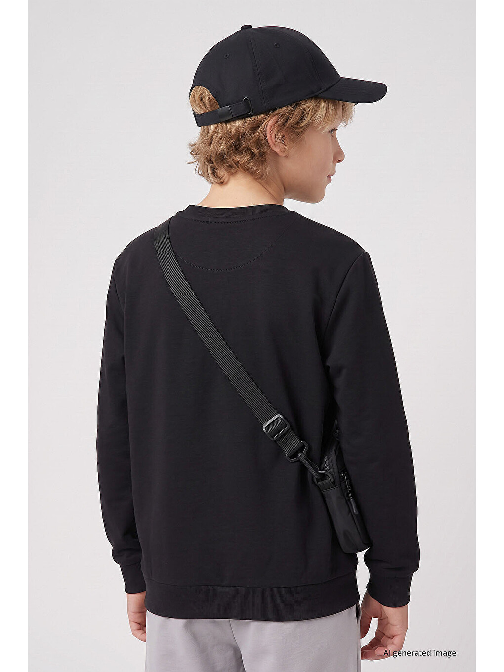 Siyah Standart Fit Baskılı O Yaka Erkek Çocuk Sweatshirt - 11322-3