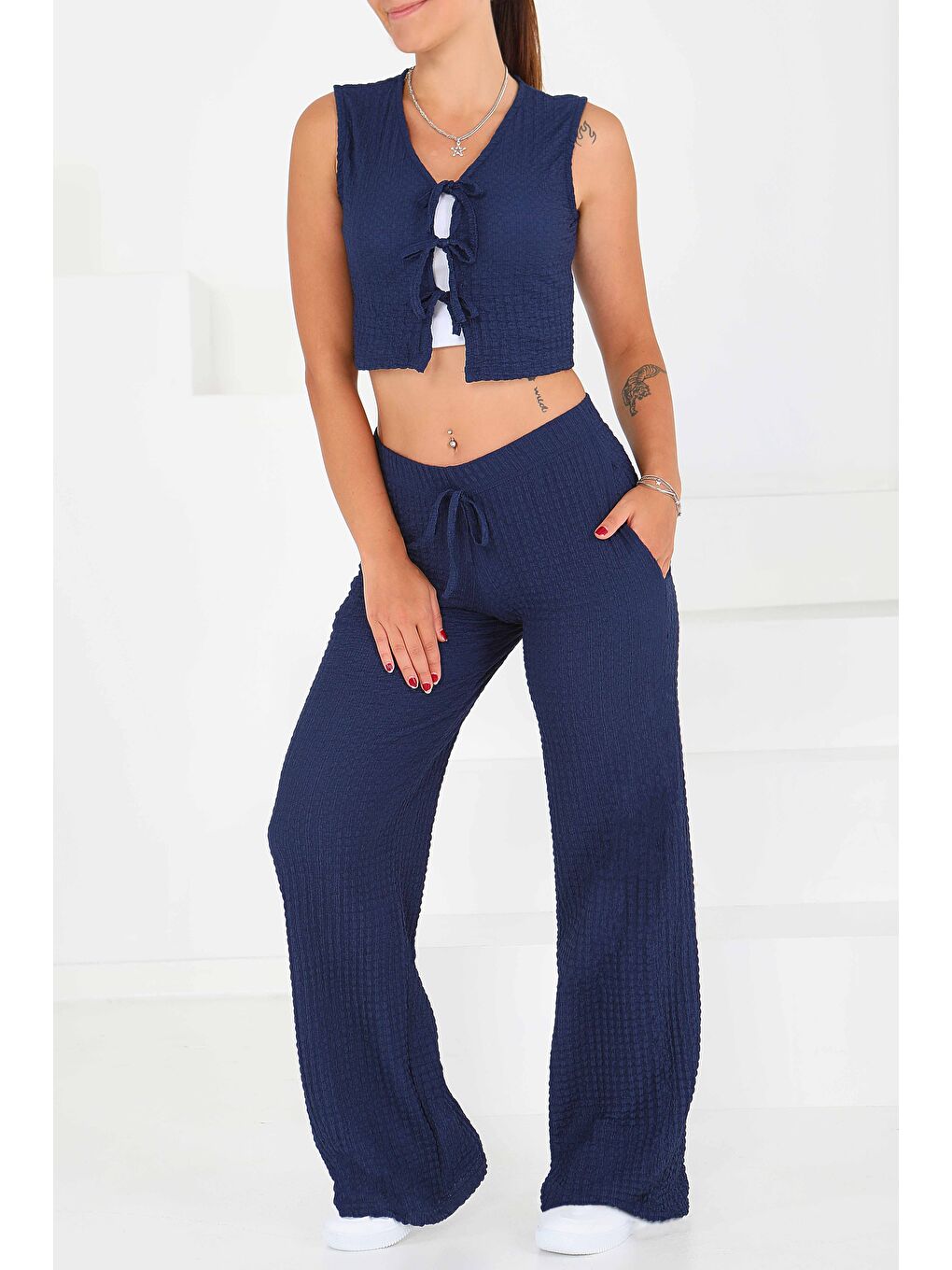 Önü Bağlamalı Takım Lacivert - 27537
