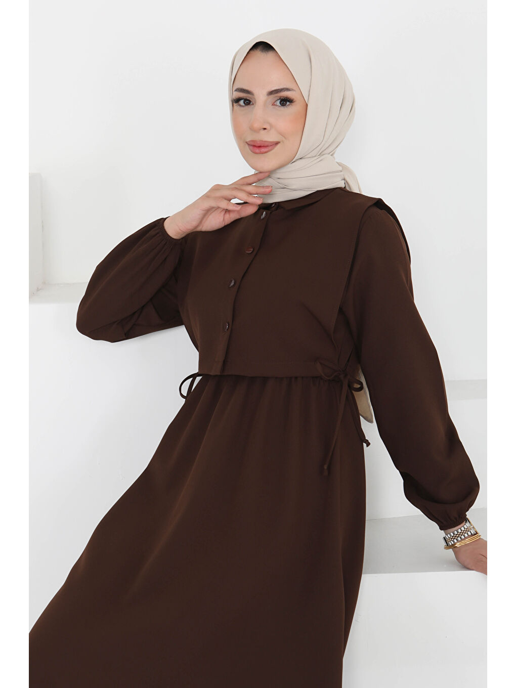 Kahverengi İkili Elbise Takım Kahve - 27184-4