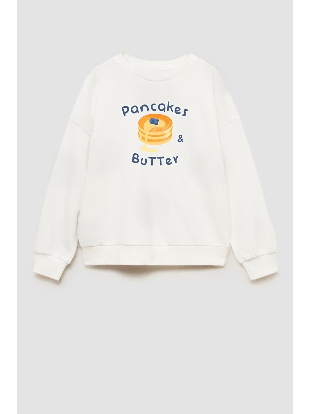 Ekru Unisex Çocuk Baskılı 3 İplik Pamuklu Kumaş Sweatshirt