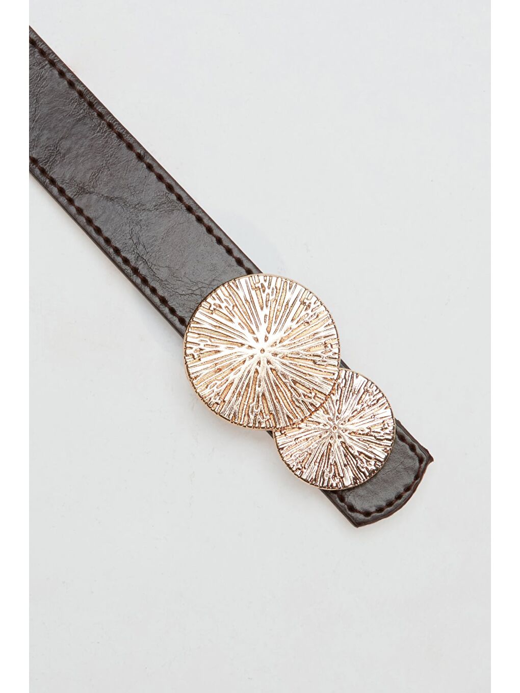 Kahverengi Yuvarlak Tokalı Kemer-2