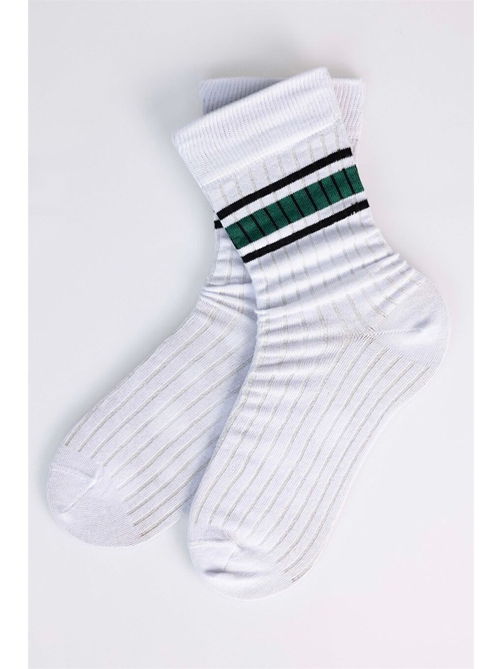 Siyah Unisex Çizgili Kolej Tenis Çorabı