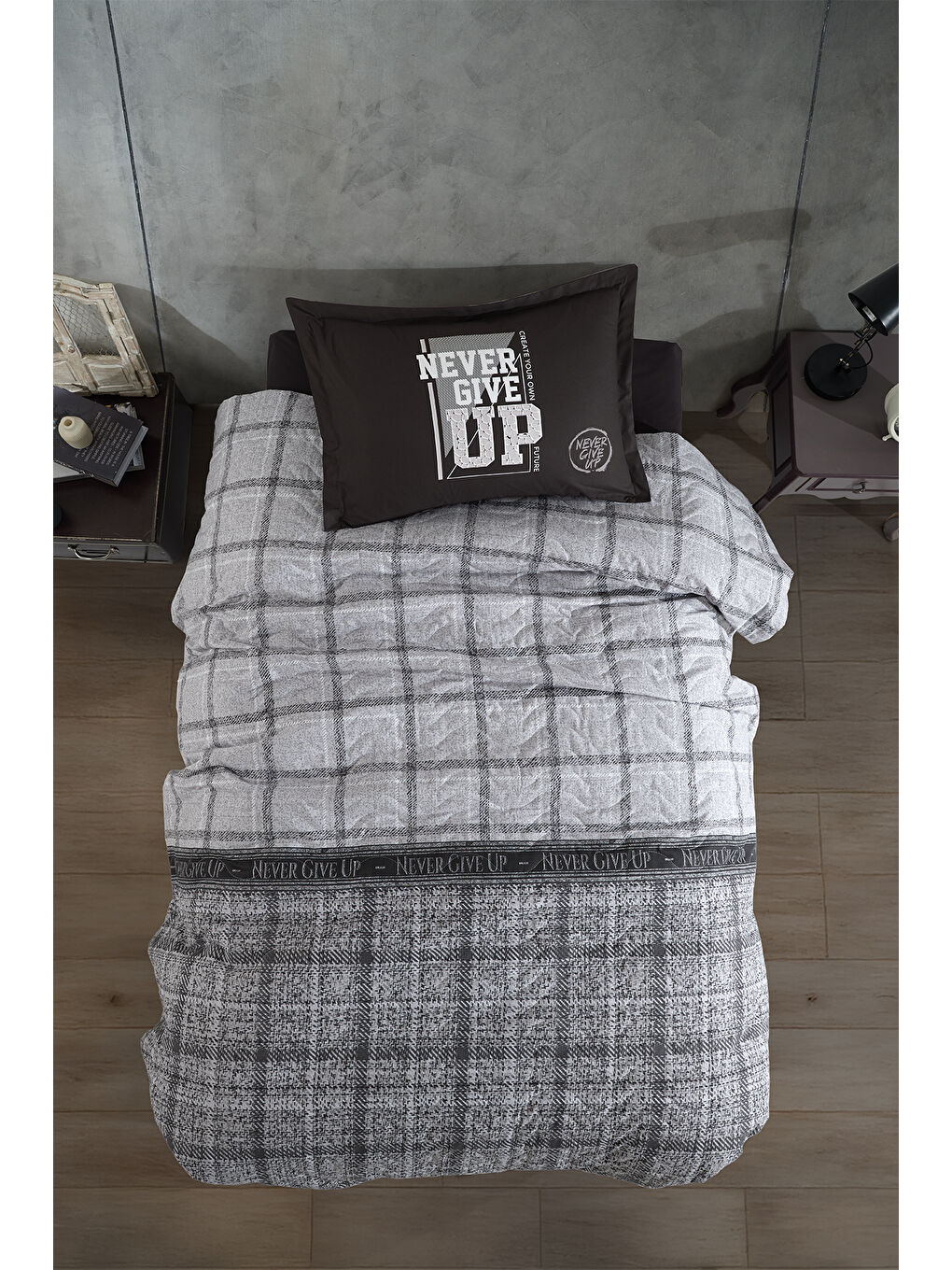 Clasy Antrasit %100 Pamuk Tek Kişilik Dört Mevsim Set GiveUp