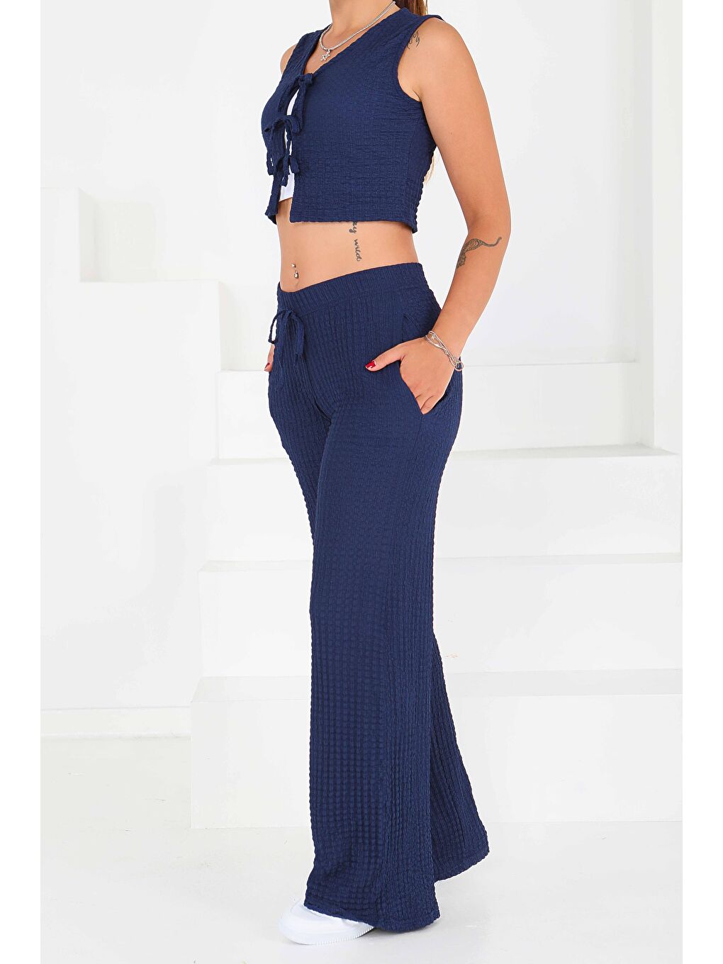 Önü Bağlamalı Takım Lacivert - 27537-3