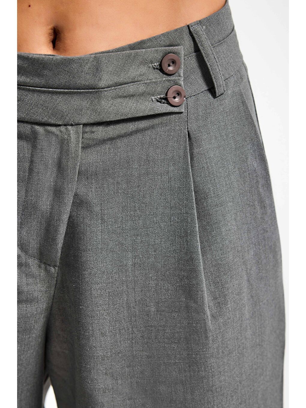 Kadın Gri s6 Baggy Fit Maxi Boy Bermuda Şort-1