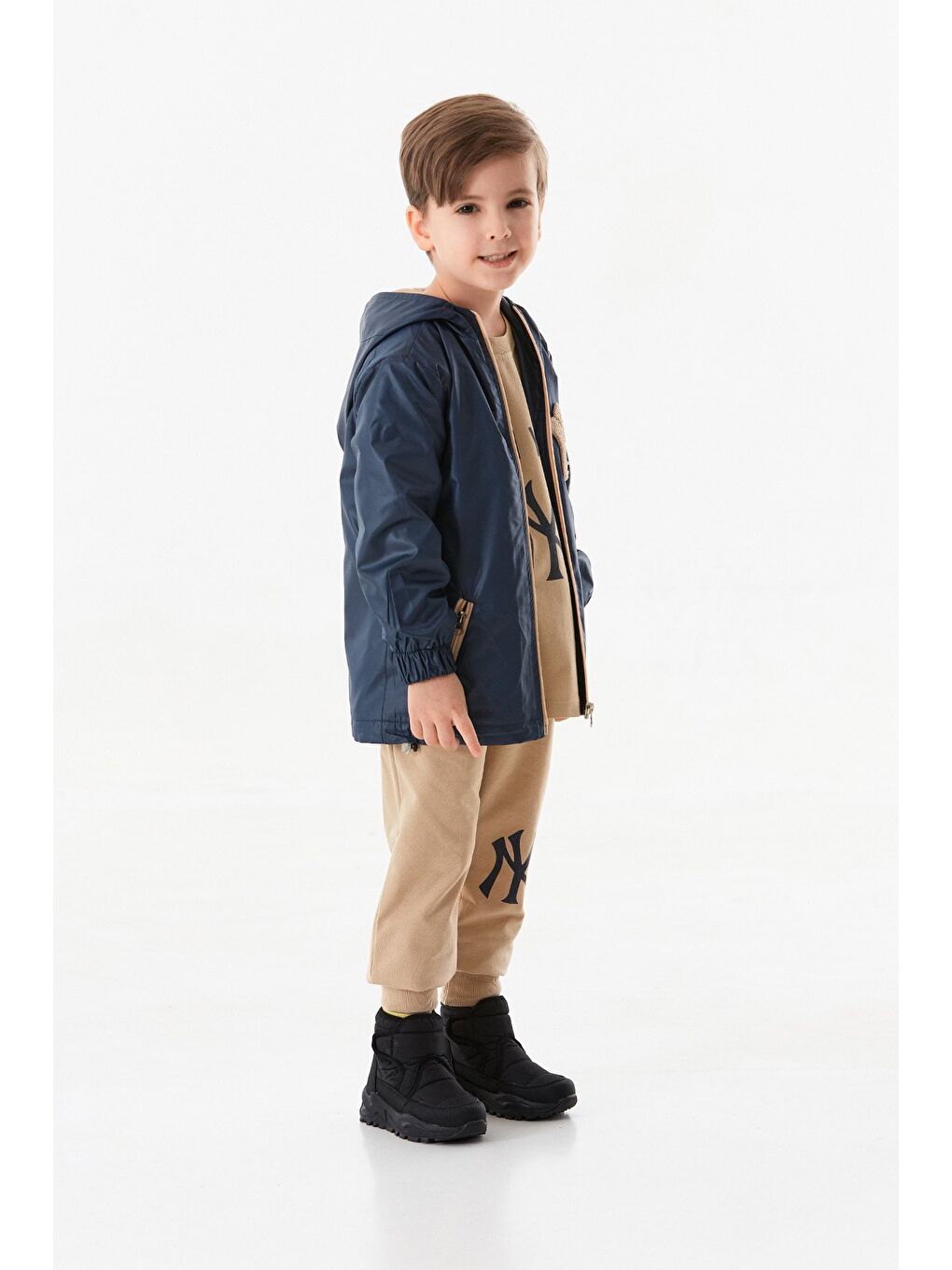 Lacivert Ny Nakışlı Jogger 3 Lü Erkek Çocuk Takım-2