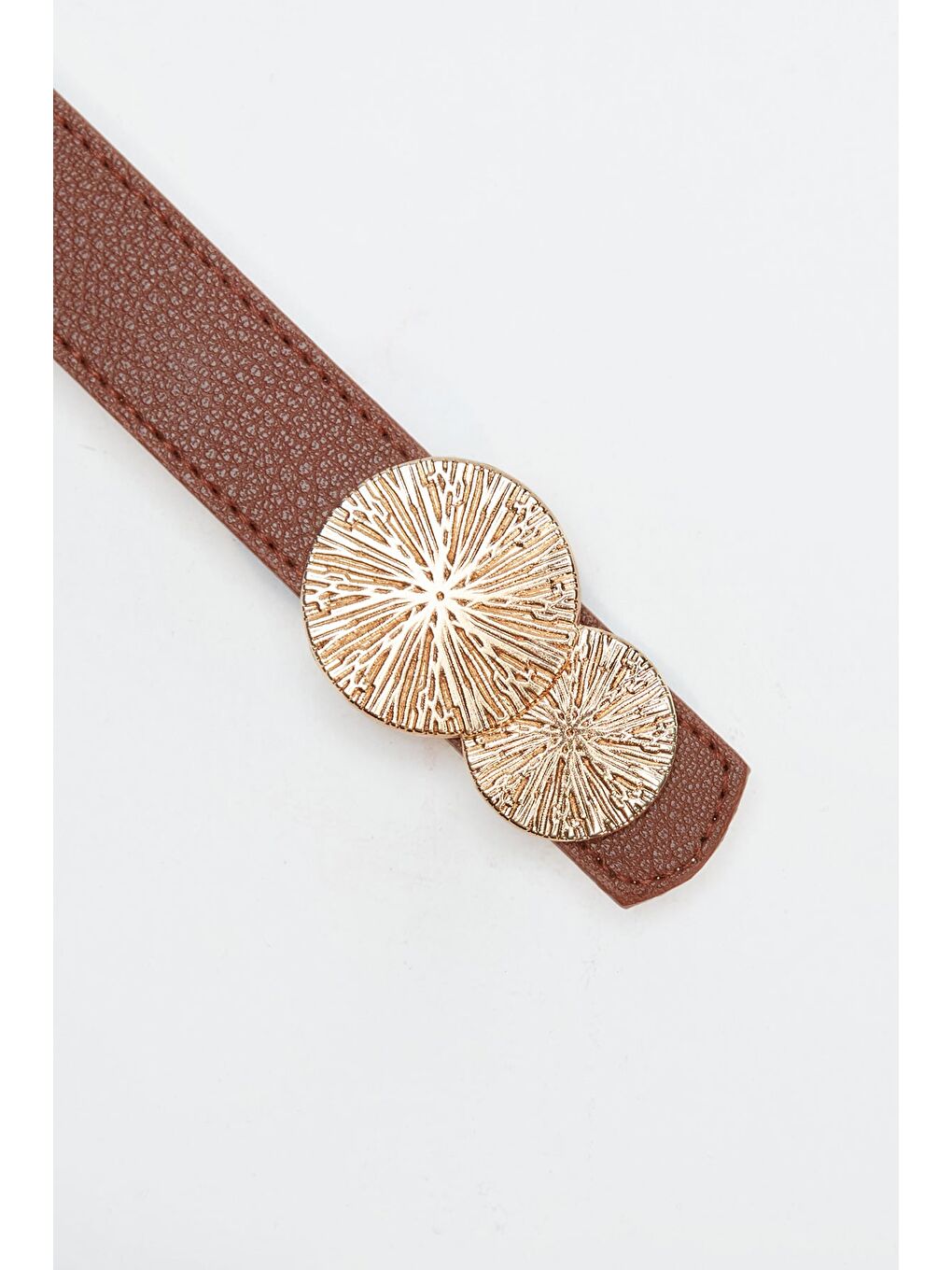 Kahverengi Yuvarlak Tokalı Kemer-2