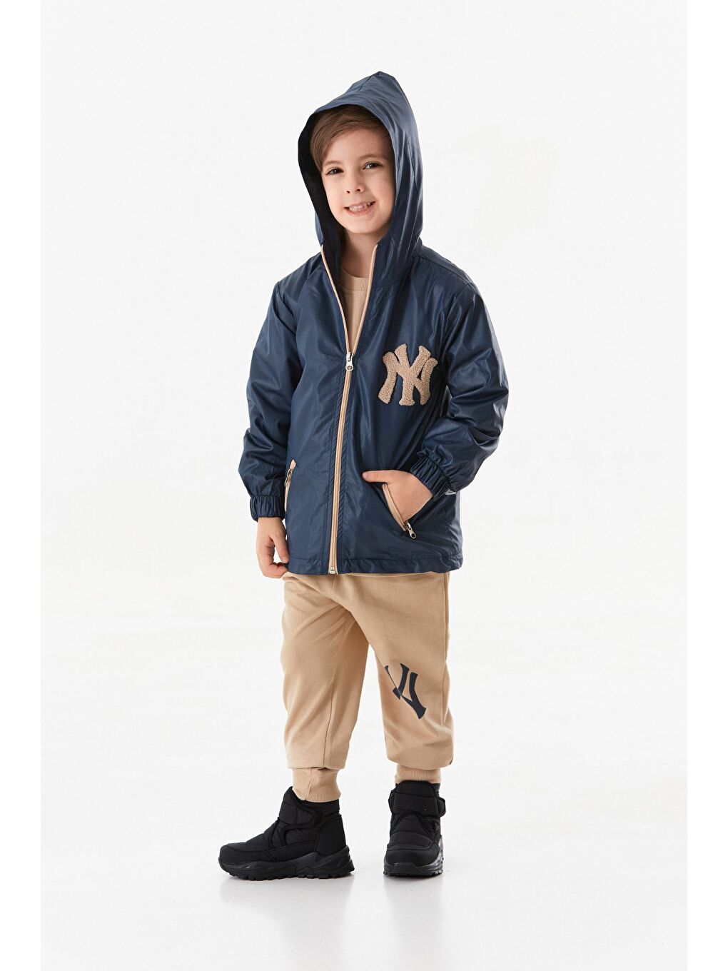Lacivert Ny Nakışlı Jogger 3 Lü Erkek Çocuk Takım-4