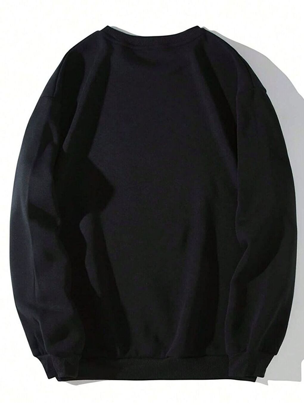 Siyah Baskısız  Oversize Bisiklet Yaka Uzun Kollu Sweatshirt-2