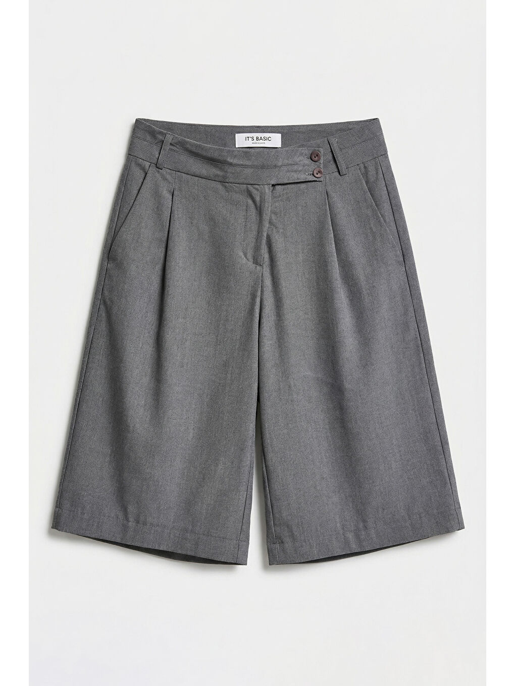 Kadın Gri s6 Baggy Fit Maxi Boy Bermuda Şort-4