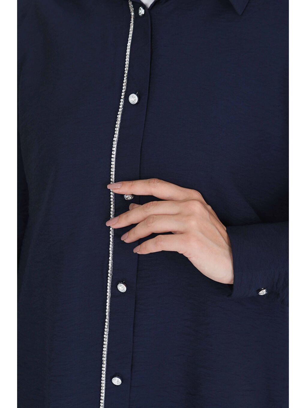 Taş Detaylı Tunik Lacivert - 27432-3