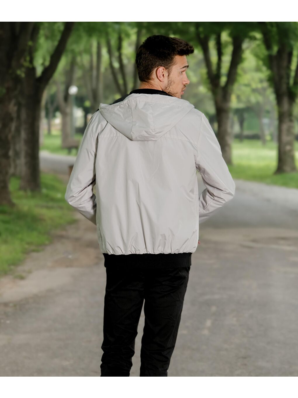 Gri Beli Lastikli Yağmurluk Mevsimlik Mont PLDP 2921-5