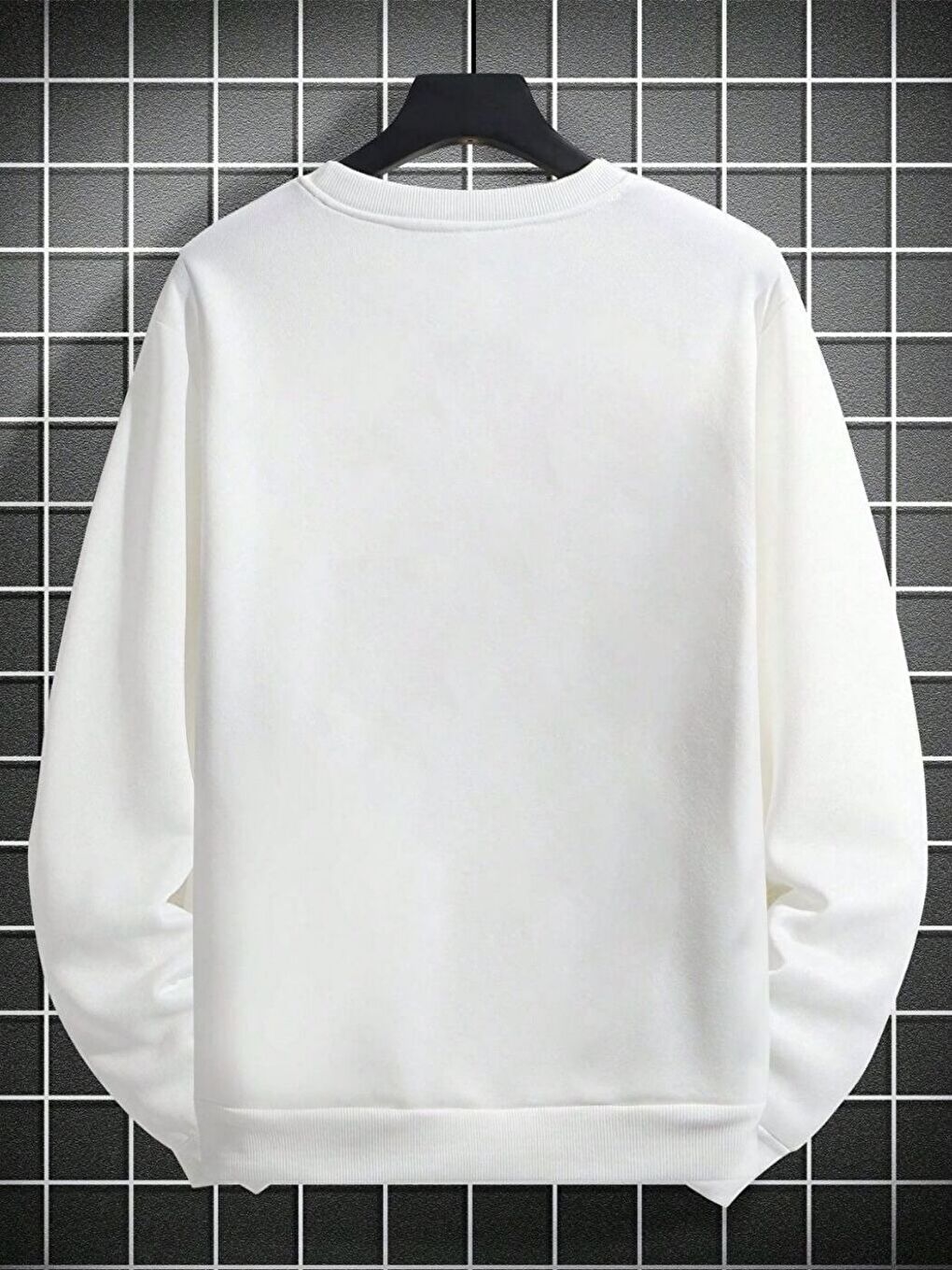 Beyaz Baskısız  Oversize Bisiklet Yaka Uzun Kollu Sweatshirt-2