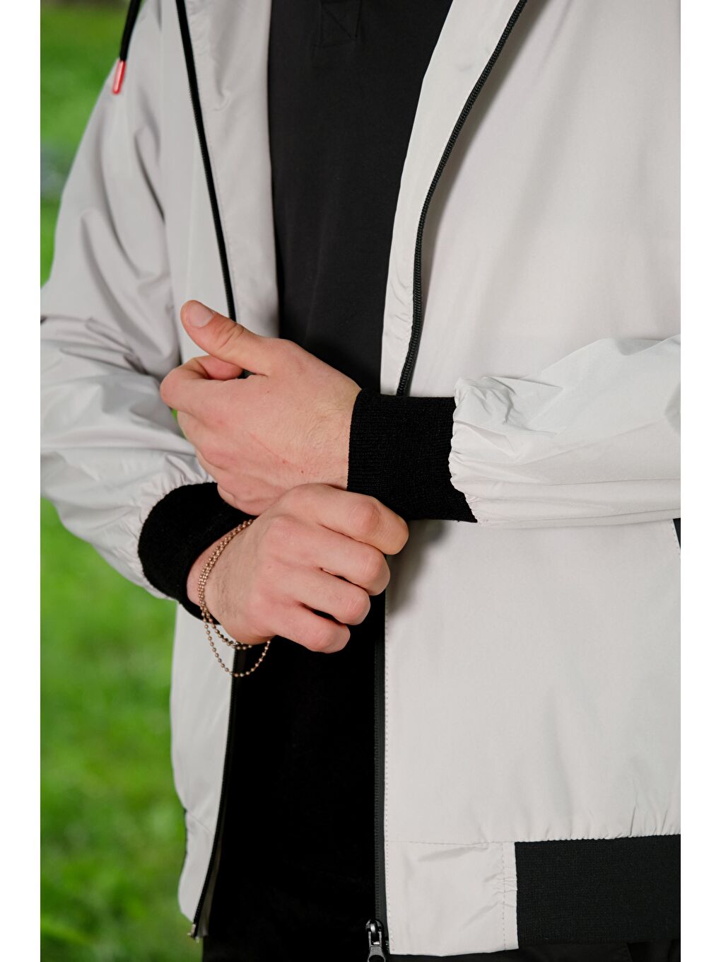 Gri Beli Lastikli Yağmurluk Mevsimlik Mont PLDP 2921-6