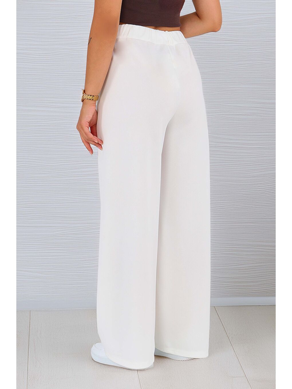 Önden Bağlamalı Pantolon Beyaz - 27553-4