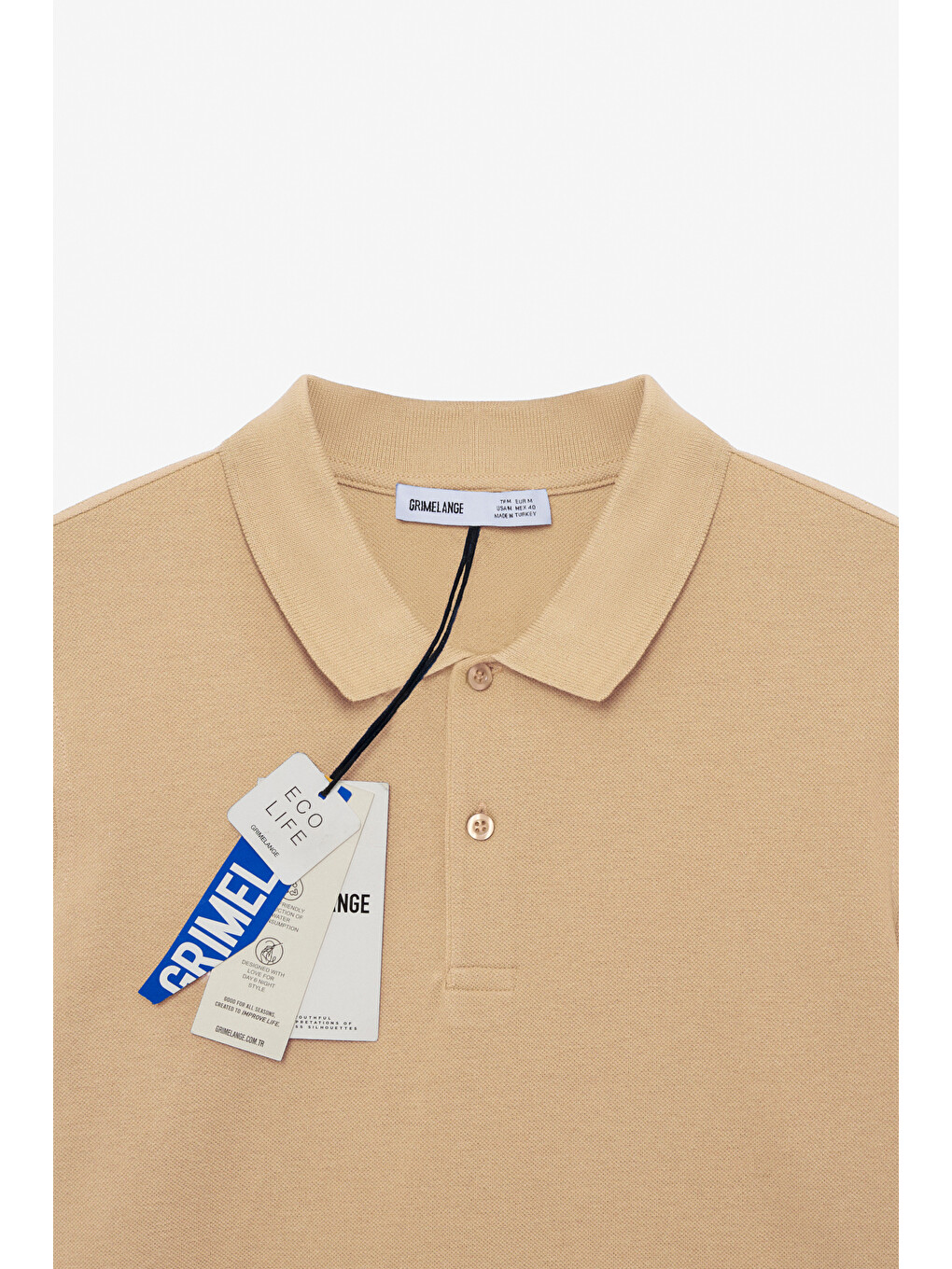 Bej SKYLOOM Erkek %100 Pamuk Kısa Kollu Regular Fit BEJ Polo Yaka T-shirt-1