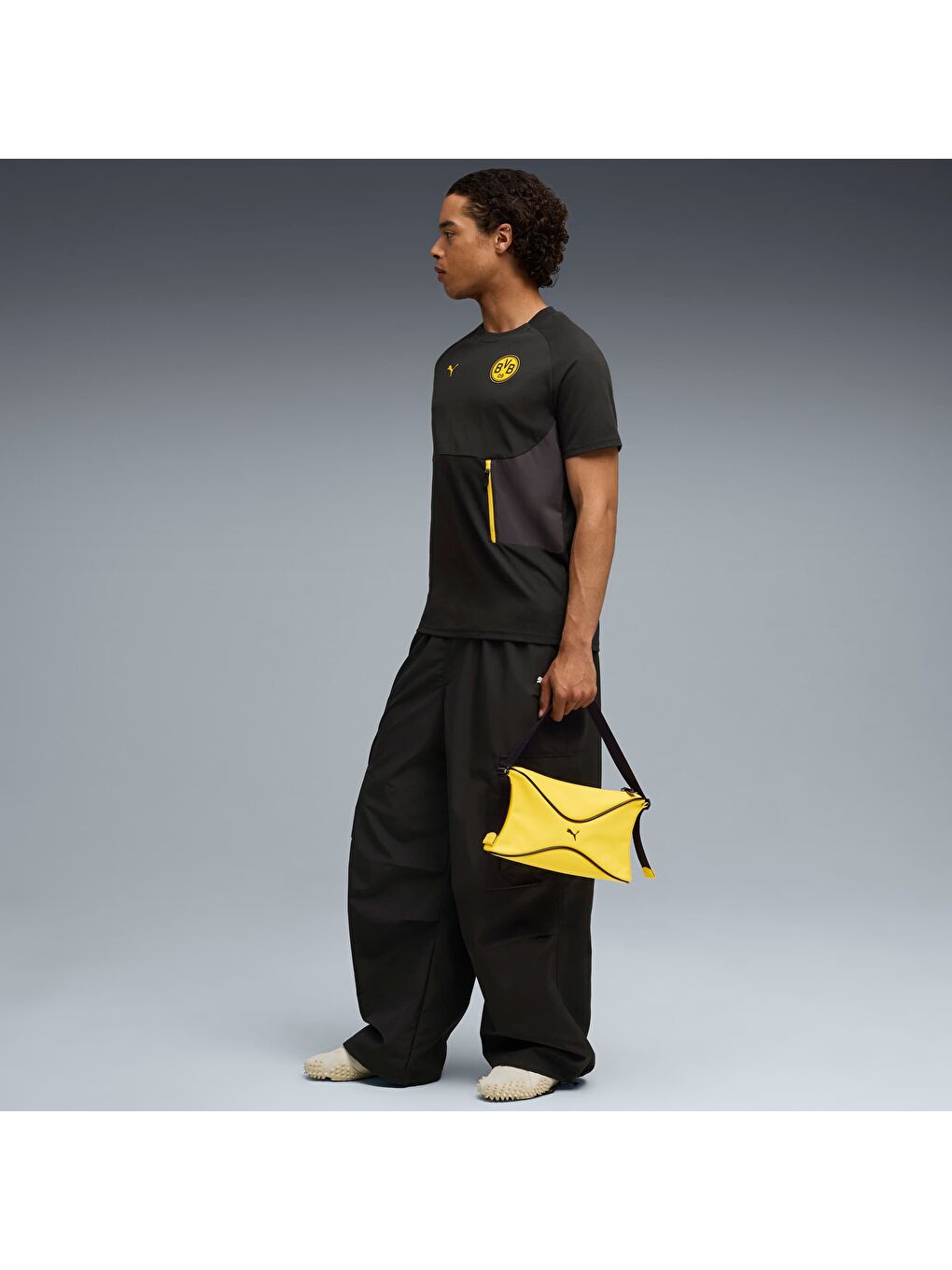 Siyah BORUSSIA Dortmund PUMATECH Erkek Cepli Tişört-1