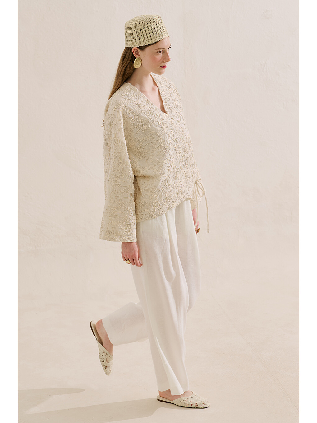 Premıum Nakışlı Kimono Ekru-1