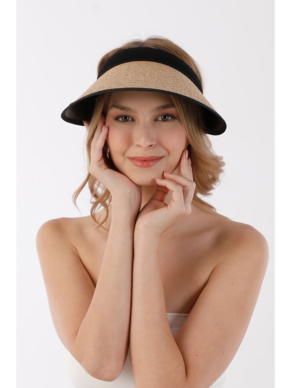 Kahverengi Siperli Hasır Şapka