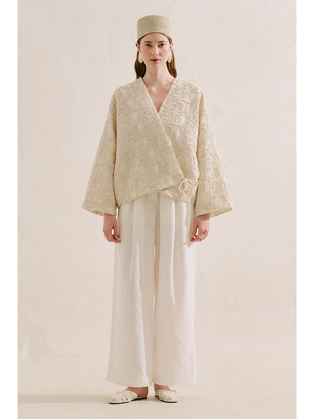 Premıum Nakışlı Kimono Ekru-2