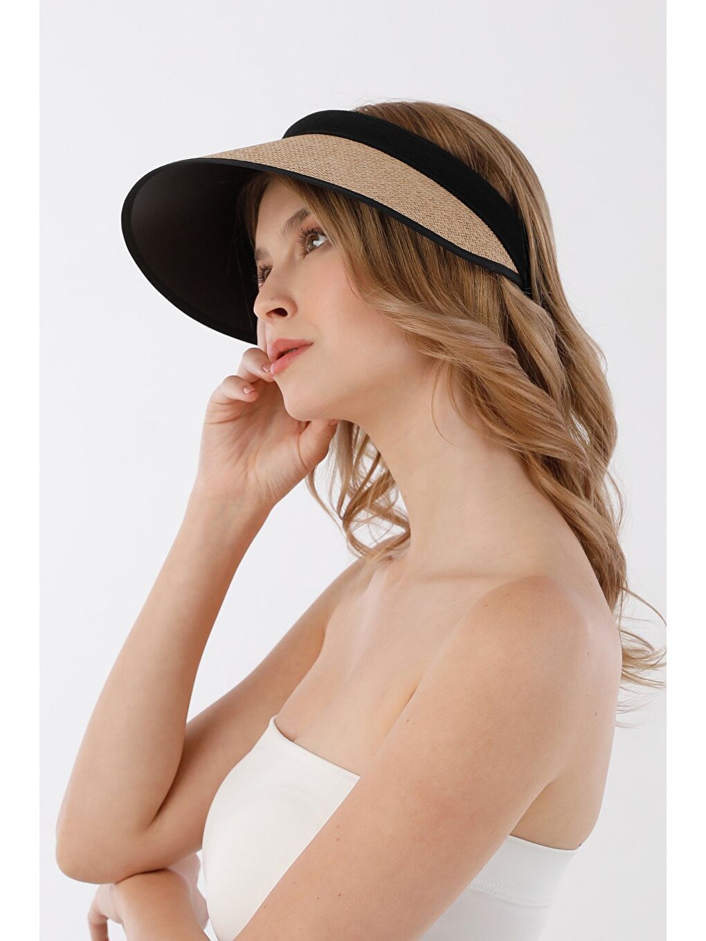 Kahverengi Siperli Hasır Şapka-2