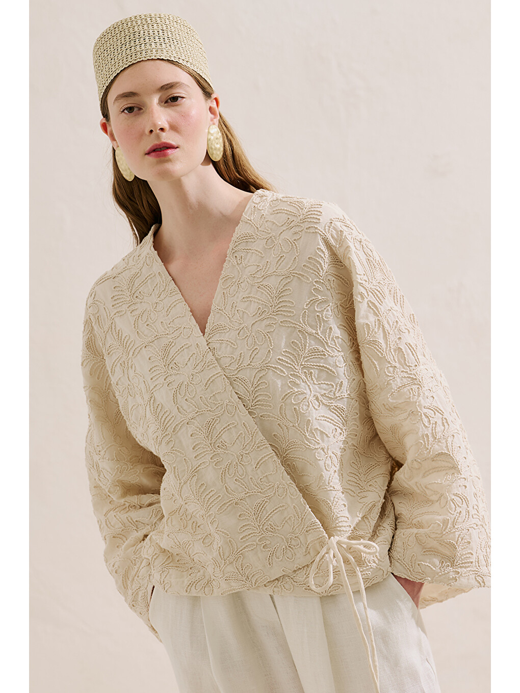 Premıum Nakışlı Kimono Ekru-3