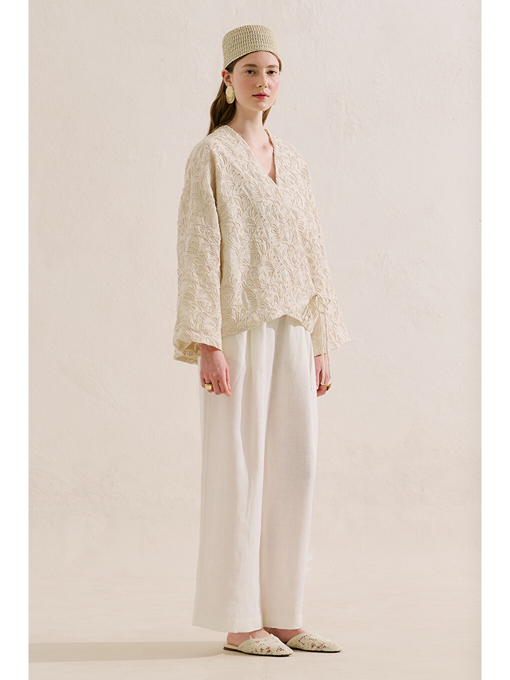 Premıum Nakışlı Kimono Ekru-4