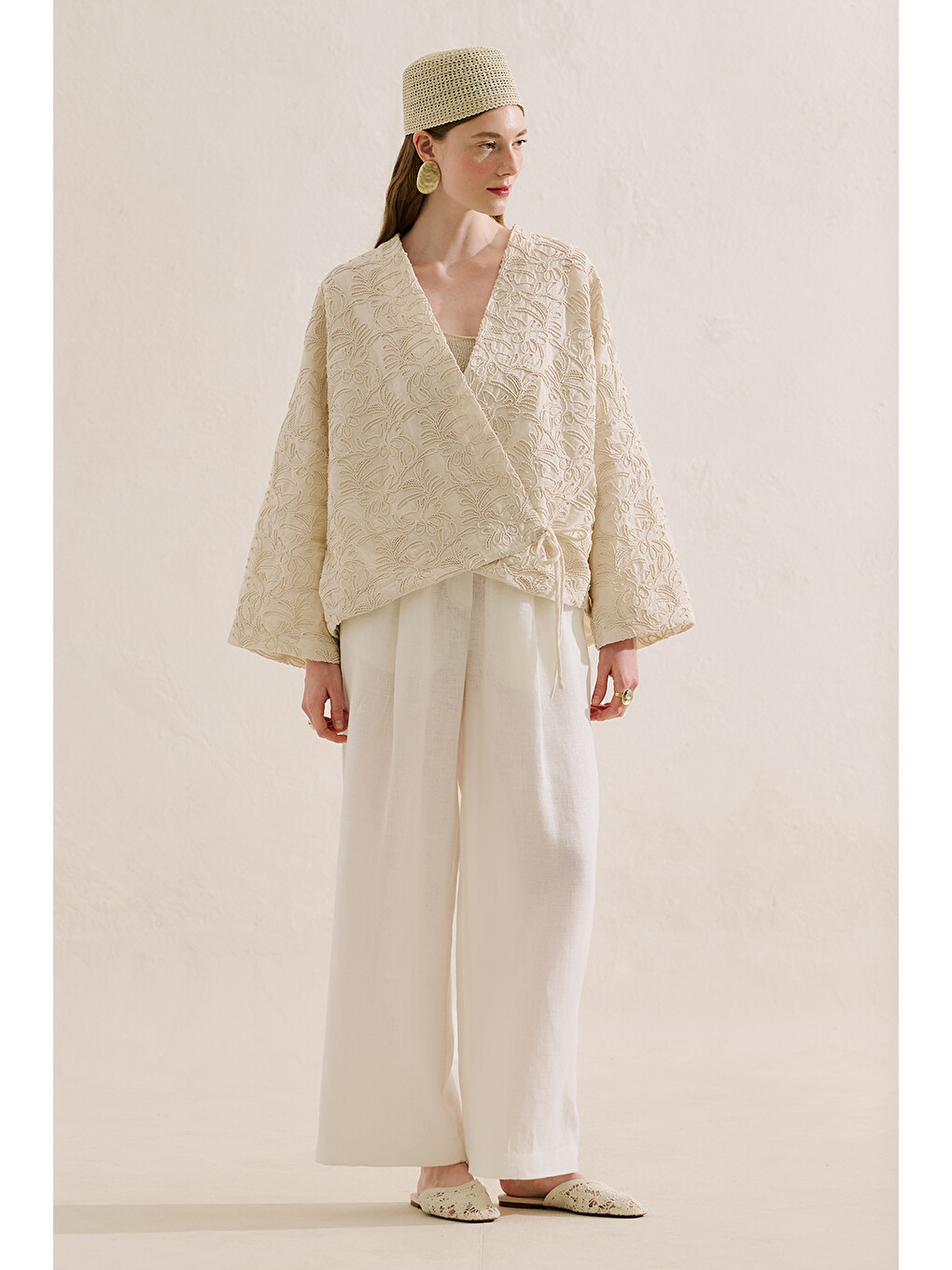 Premıum Nakışlı Kimono Ekru-5