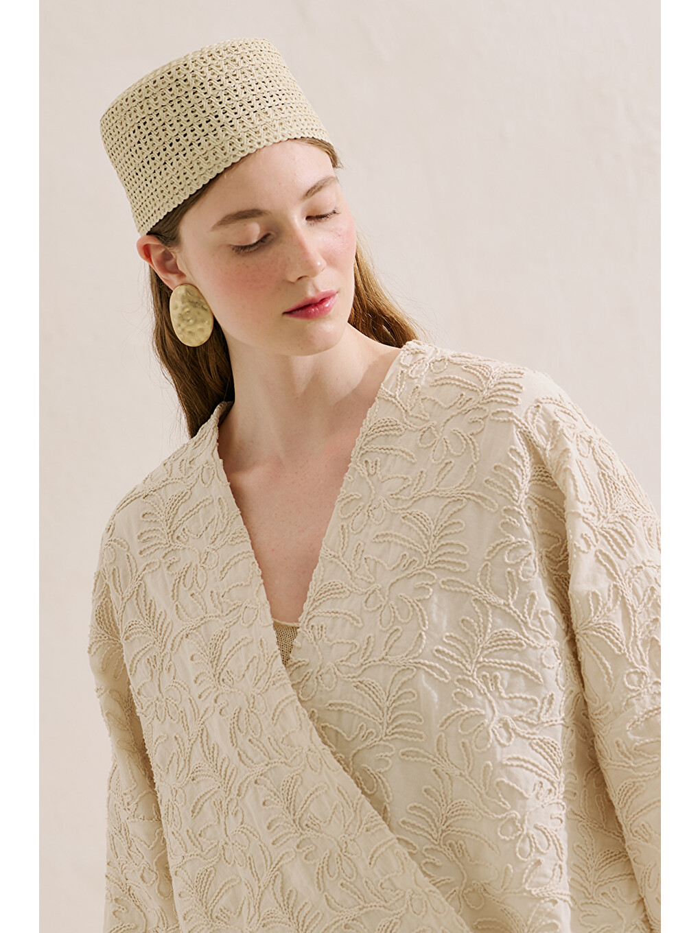 Premıum Nakışlı Kimono Ekru-6