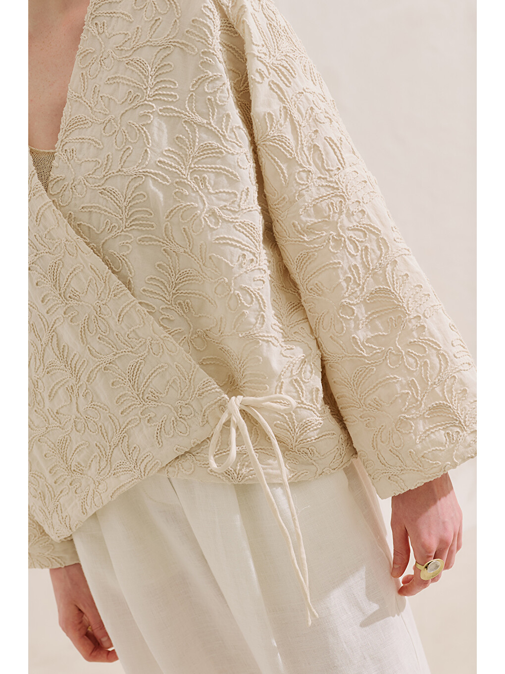 Premıum Nakışlı Kimono Ekru-7