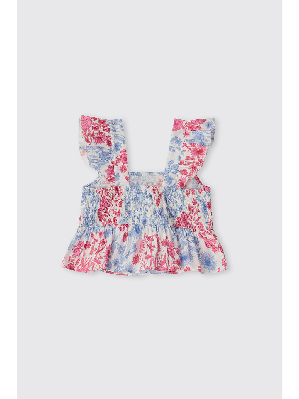 Kız Çocuk Çiçek Desenli Pembe Bluz-1