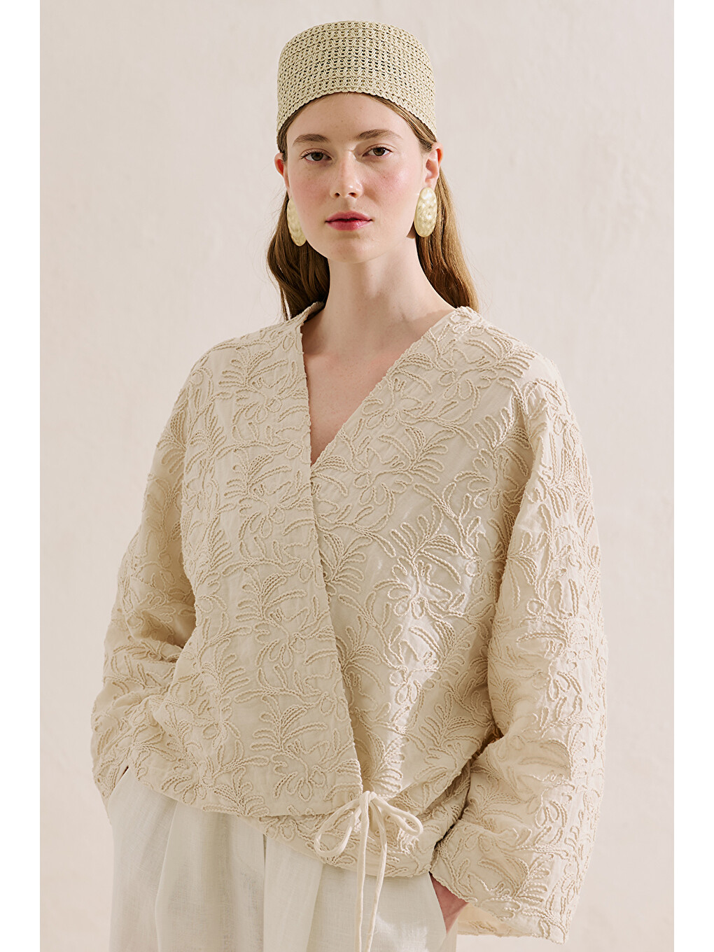 Premıum Nakışlı Kimono Ekru-8