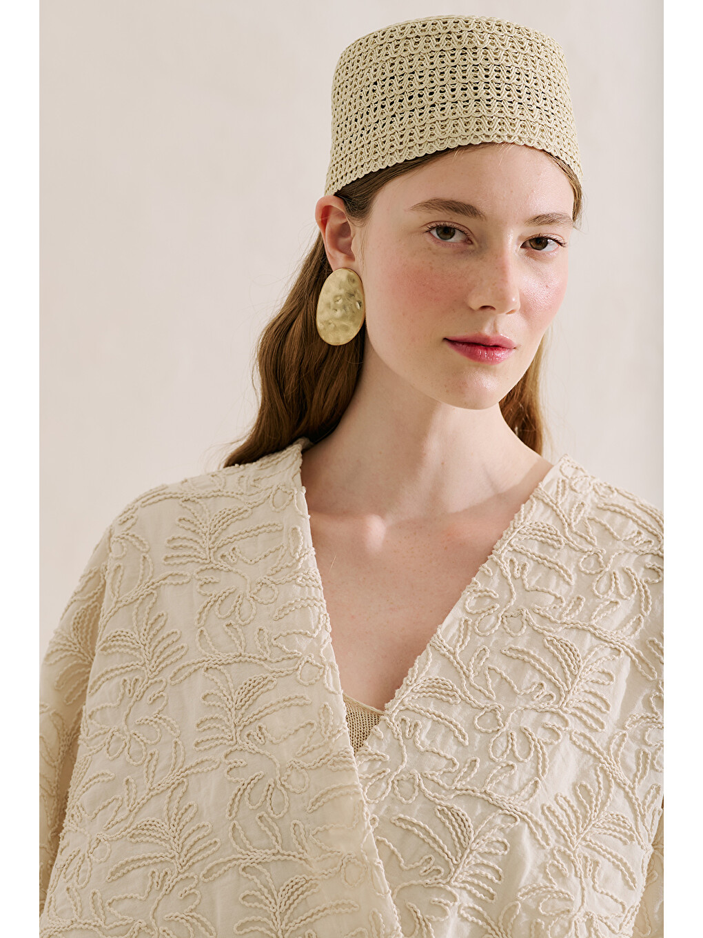 Premıum Nakışlı Kimono Ekru-9