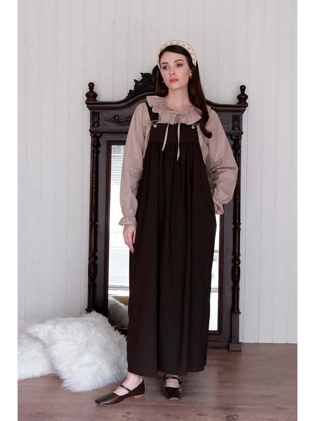 Bej Vizon Bebe Yaka Fiyonklu Gömlek-2