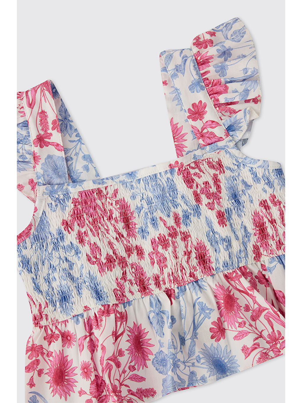 Kız Çocuk Çiçek Desenli Pembe Bluz-2