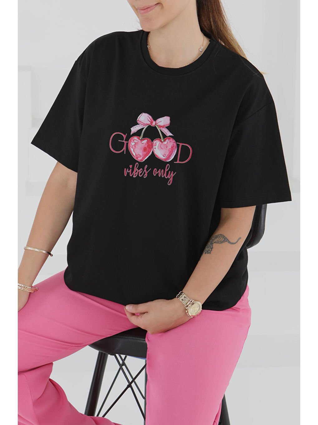 Baskılı Kısa Kollu T-Şhirt Siyah - 27500-1