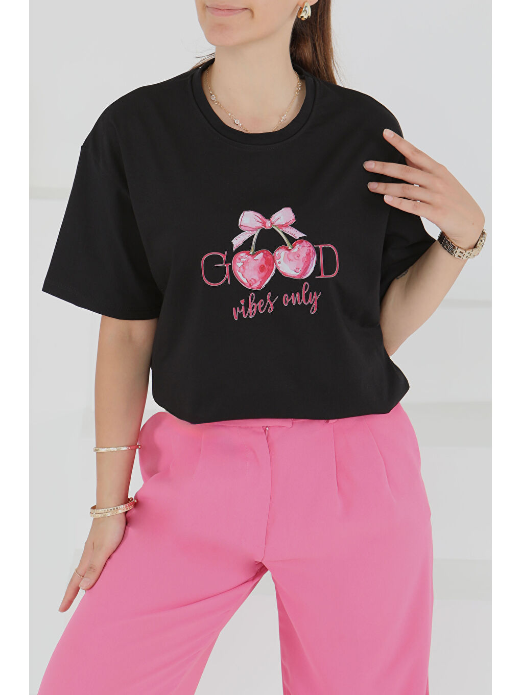 Baskılı Kısa Kollu T-Şhirt Siyah - 27500-2