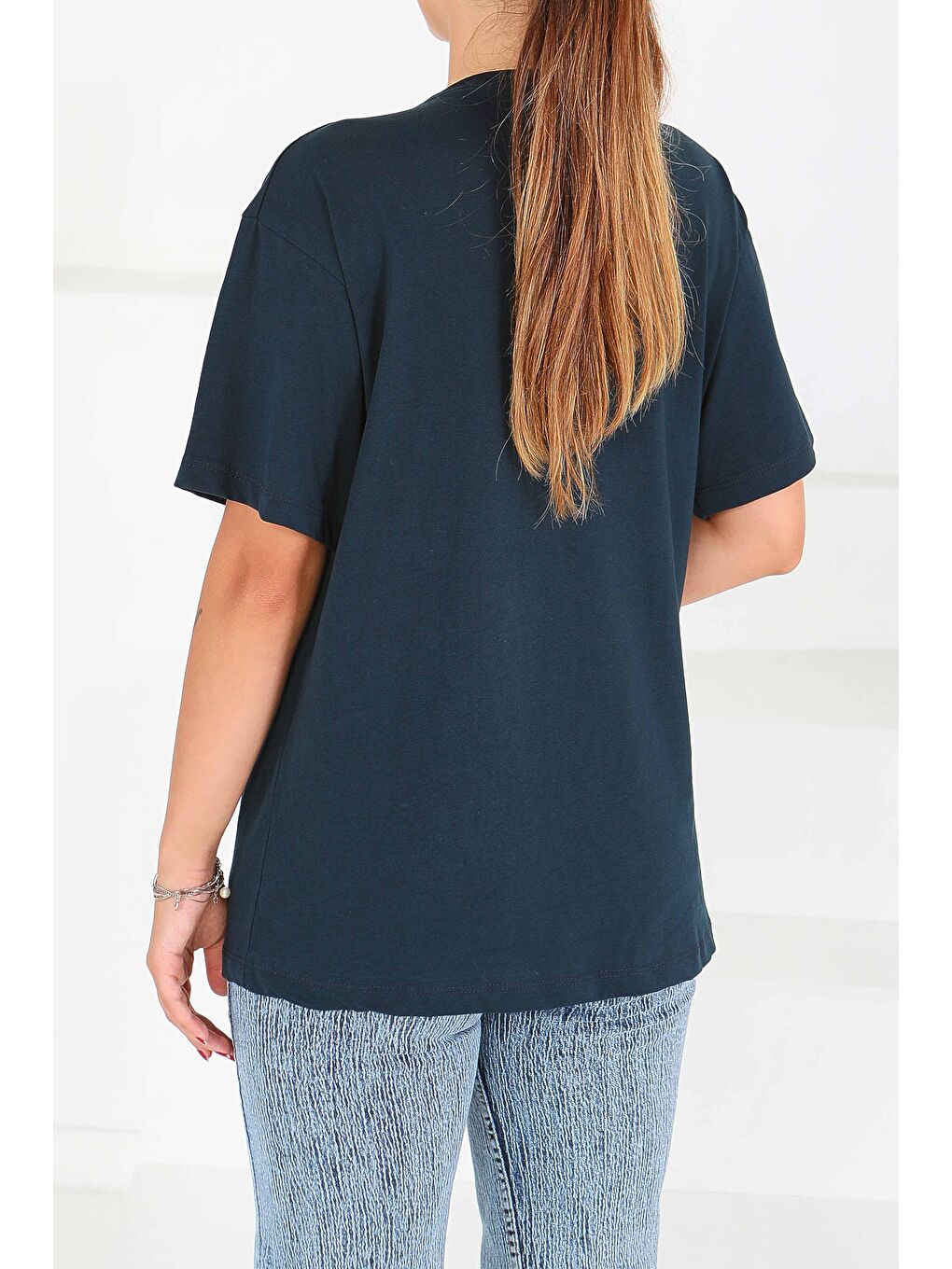 İncili Kısa Kollu T-Şhirt Lacivert - 27544-3