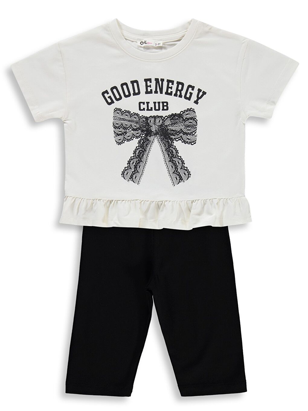 Girls Good Energy Clup Baskılı 2-5 Yaş Takım - Ekru 2-3 Yaş