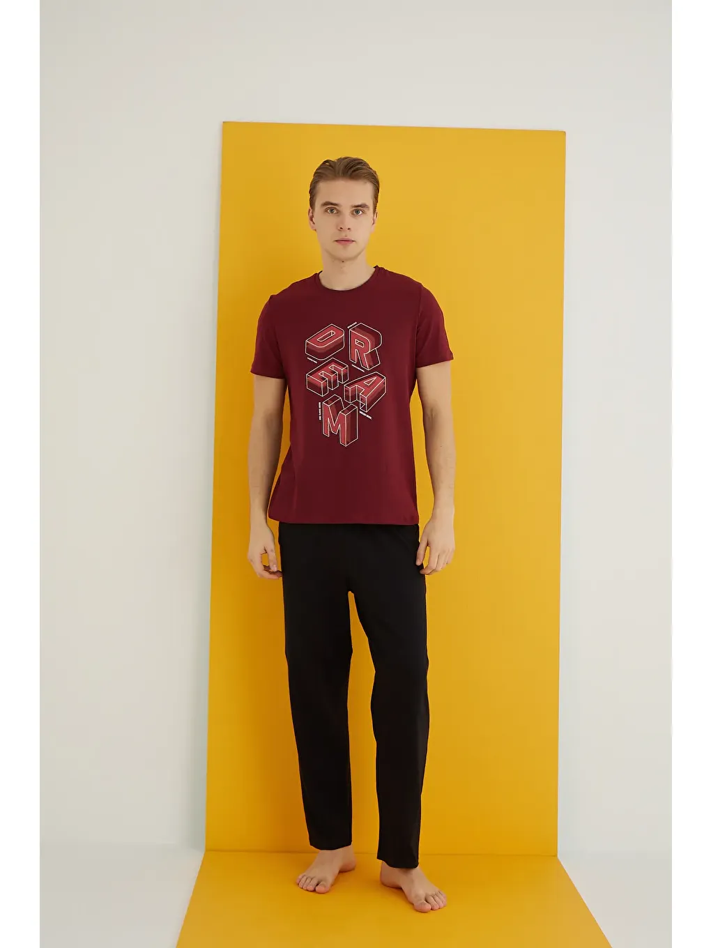 Bordo Penye Erkek Pijama Takım 7501-16-1