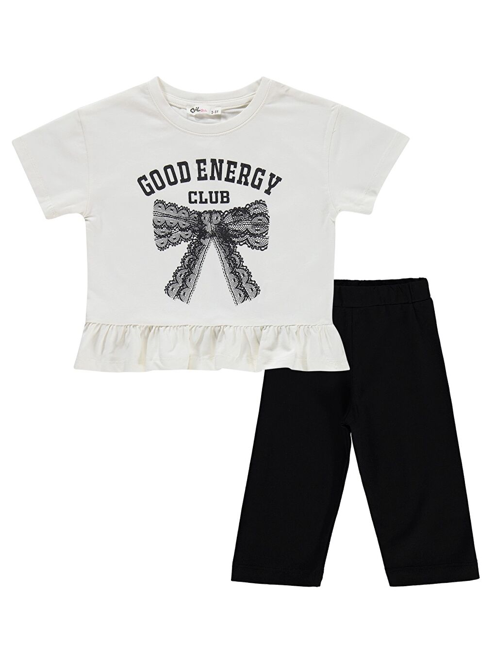 Girls Good Energy Clup Baskılı 2-5 Yaş Takım - Ekru 2-3 Yaş-2