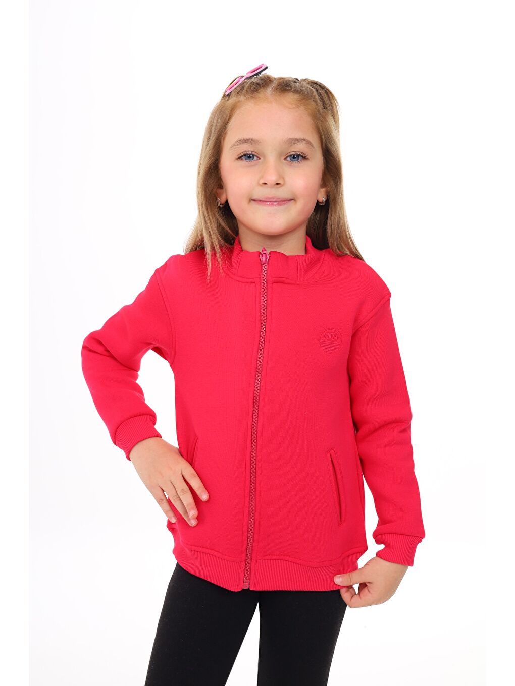 Toontoykids Fuşya Kız Çocuk Nakışlı Fermuarlı Sweatshirt