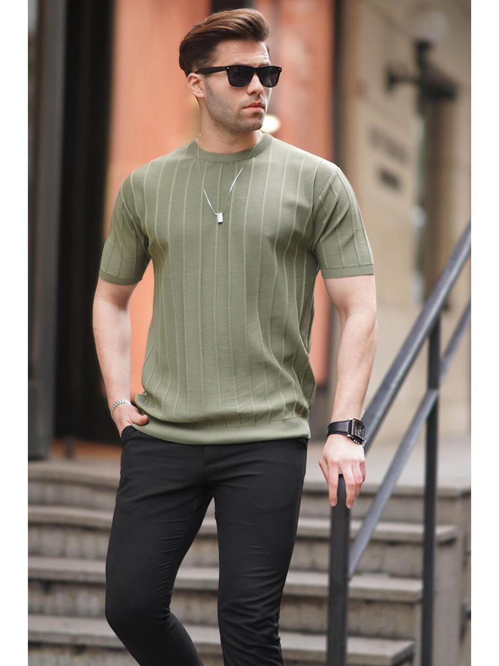 Erkek Mint Yeşili Tişört 5684-1