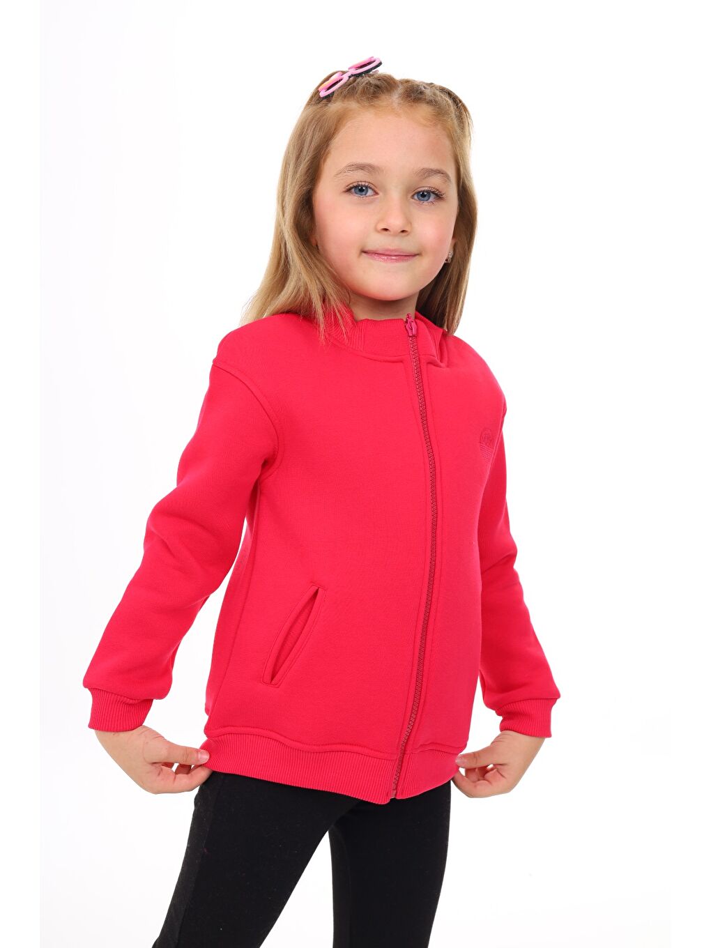 Toontoykids Fuşya Kız Çocuk Nakışlı Fermuarlı Sweatshirt - 2